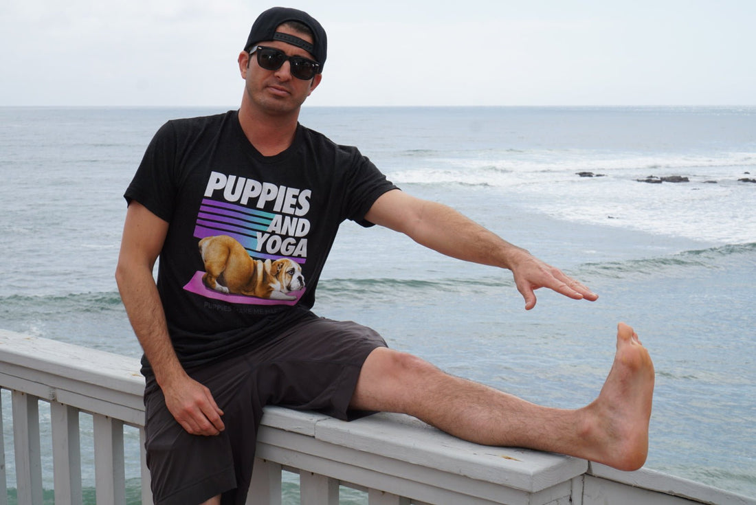 Puppies & Yoga Original | Uni - Sex Crewneck Tee - Puppies Make Me Happy