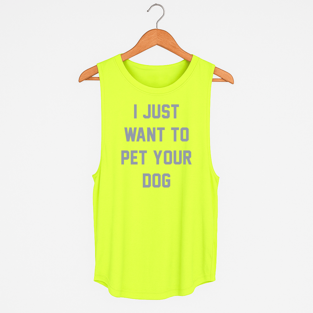I Just Want to Pet Your Dog | Tennis Ball Neon Yellow | Women's Sleeveless | Made in the USA | For Dog Lovers - Puppies Make Me Happy