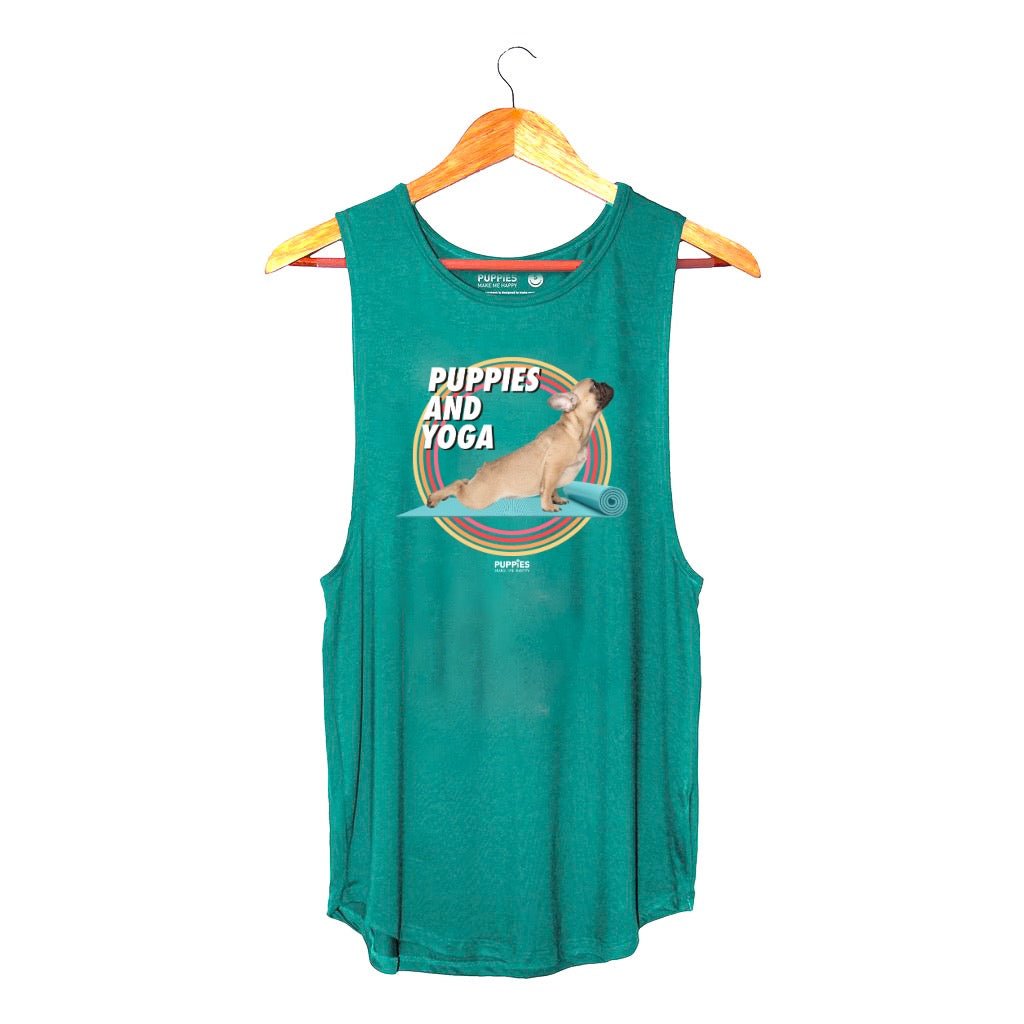 Puppies & Yoga Mat | Gift for Dog Lovers | Women’s Sleeveless Tank - Puppies Make Me Happy