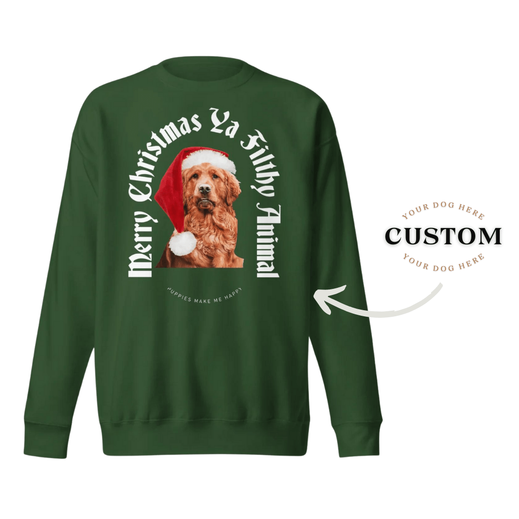 Your Dog Here | Merry Christmas | Custom Dog Sweatshirt - Puppies Make Me Happy