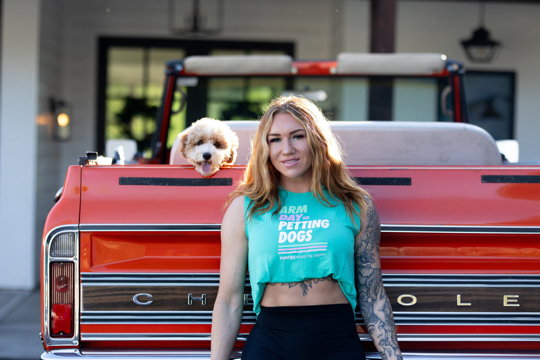 MISPRINT - Arm Day Crop Top | Gift for Dog Lovers & Dog Moms - Puppies Make Me Happy