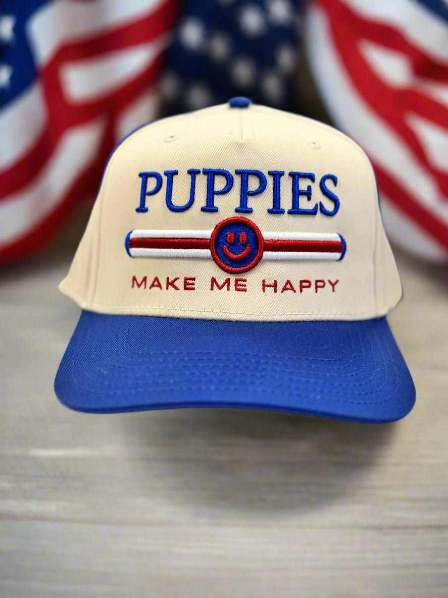 4th of July Red, White & Blue | 3D Puff Snapback Hat | Gift for Dog Owner - Puppies Make Me Happy
