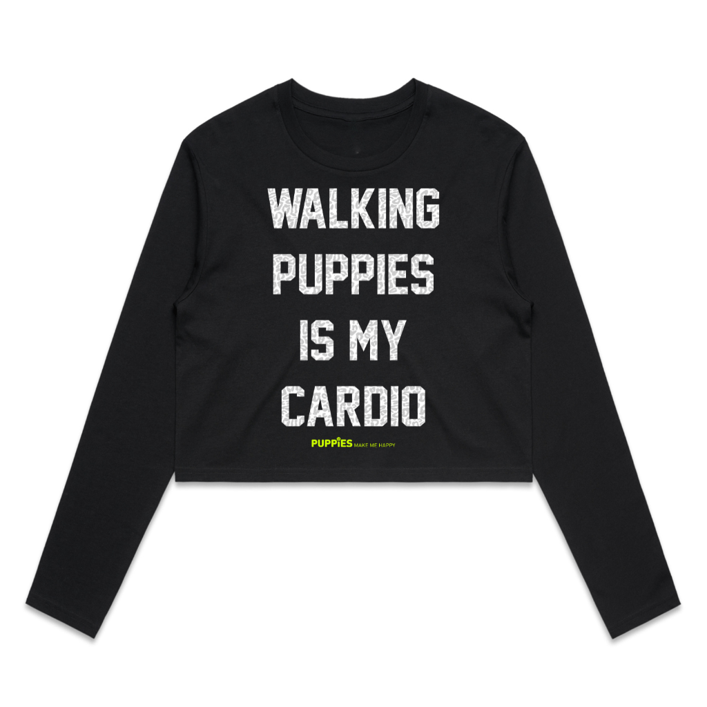 Walking Puppies is My Cardio Leopard Crop Top | Gift for Dog Moms - Puppies Make Me Happy