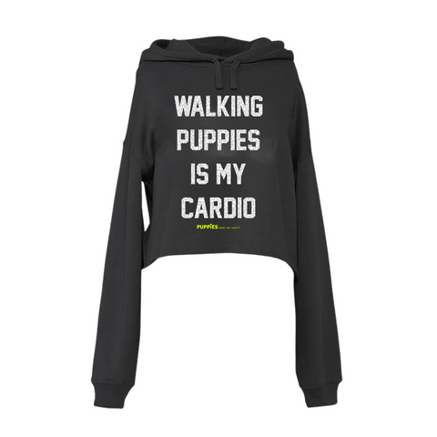 Walking Puppies is My Cardio Leopard Print | Crop Hoodie