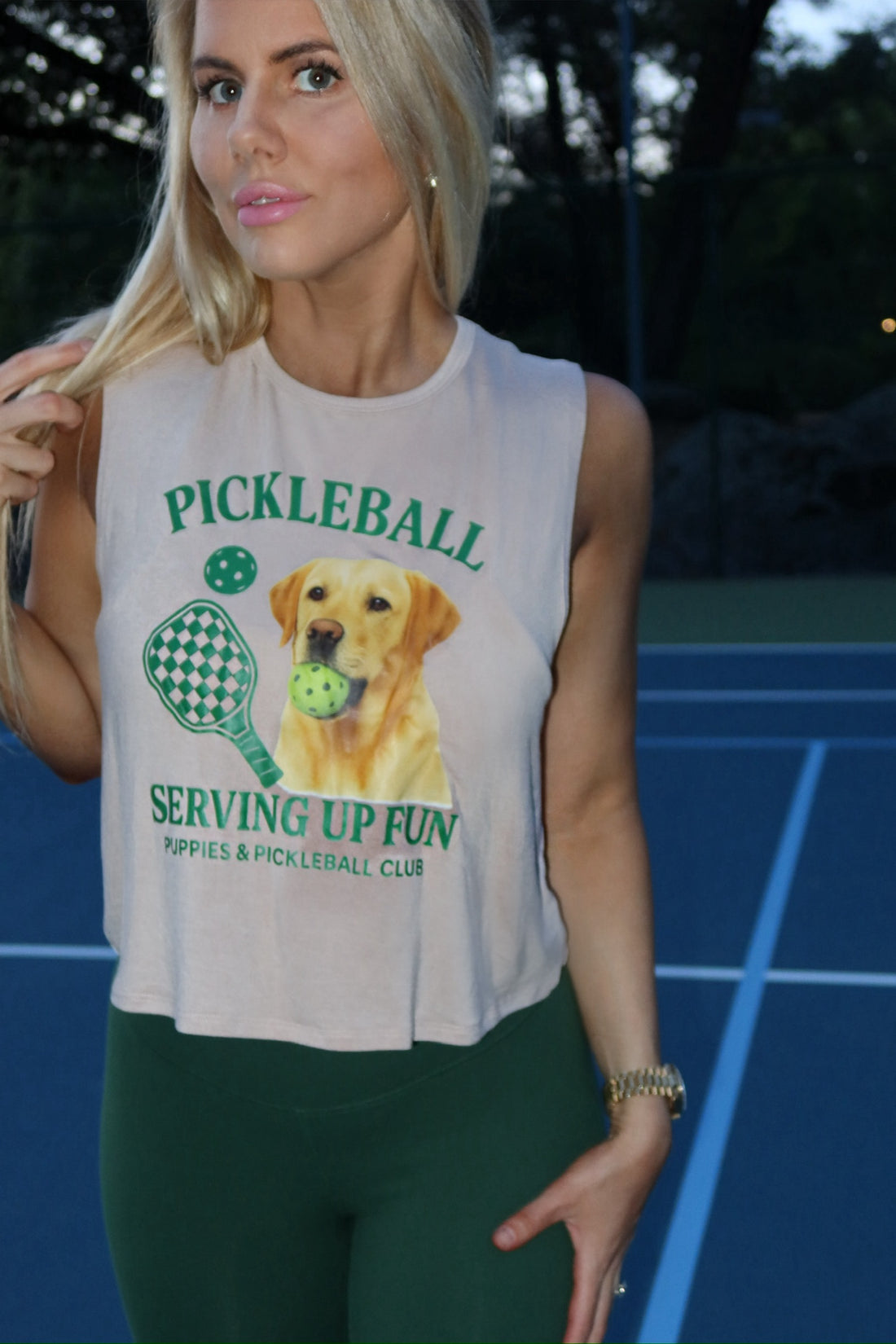 Pickleball Puppies Club | Puppies Soft Crop Tank - Puppies Make Me Happy
