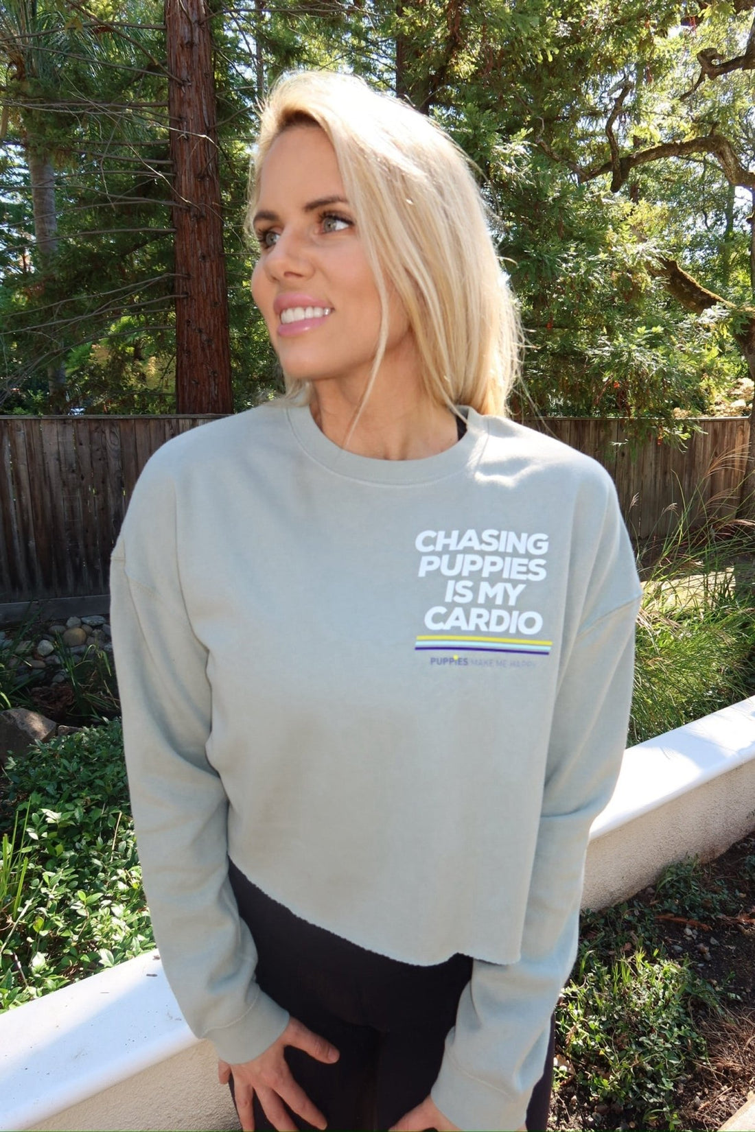 Chasing Puppies is my Cardio | Women's Cropped Sweatshirt - Puppies Make Me Happy