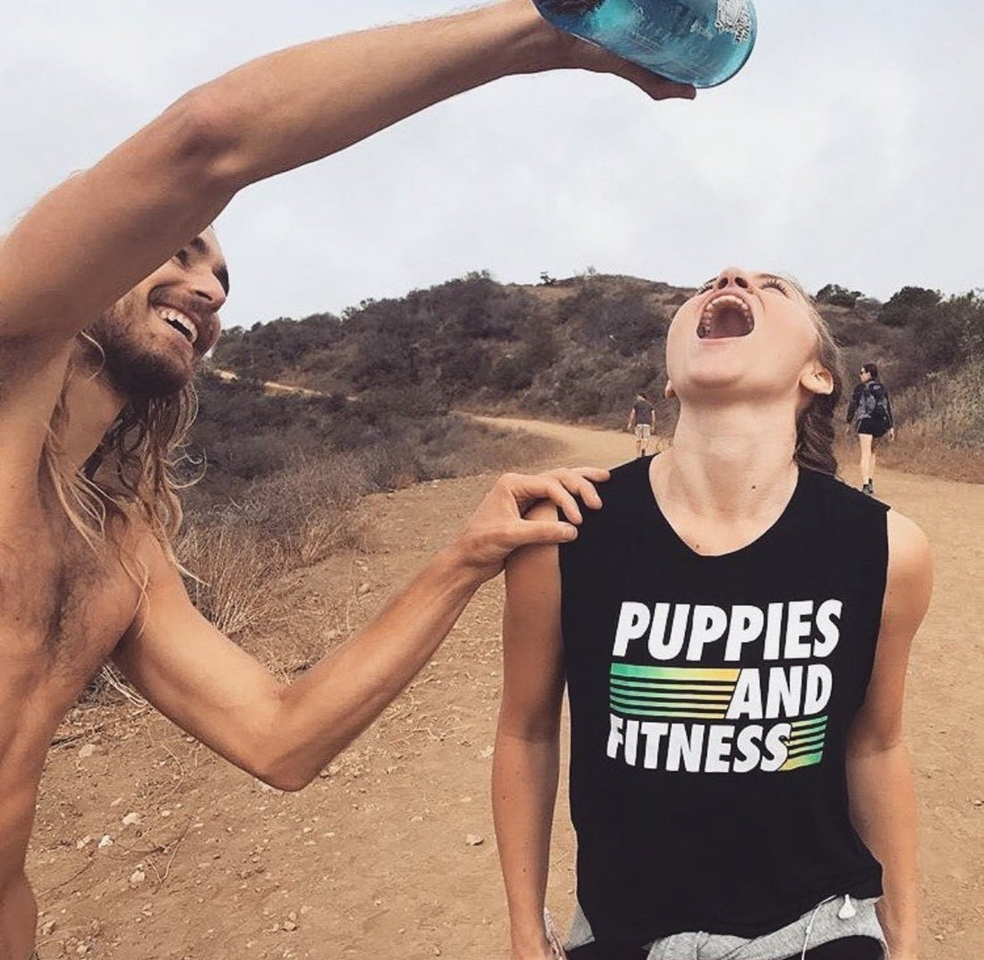 Fitness Club Logo | Women's Sleeveless Tank | Made in USA - Puppies Make Me Happy