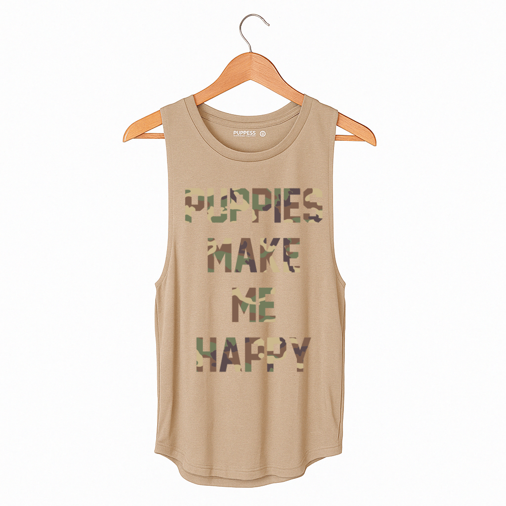 Camo Title | Sleeveless - Puppies Make Me Happy