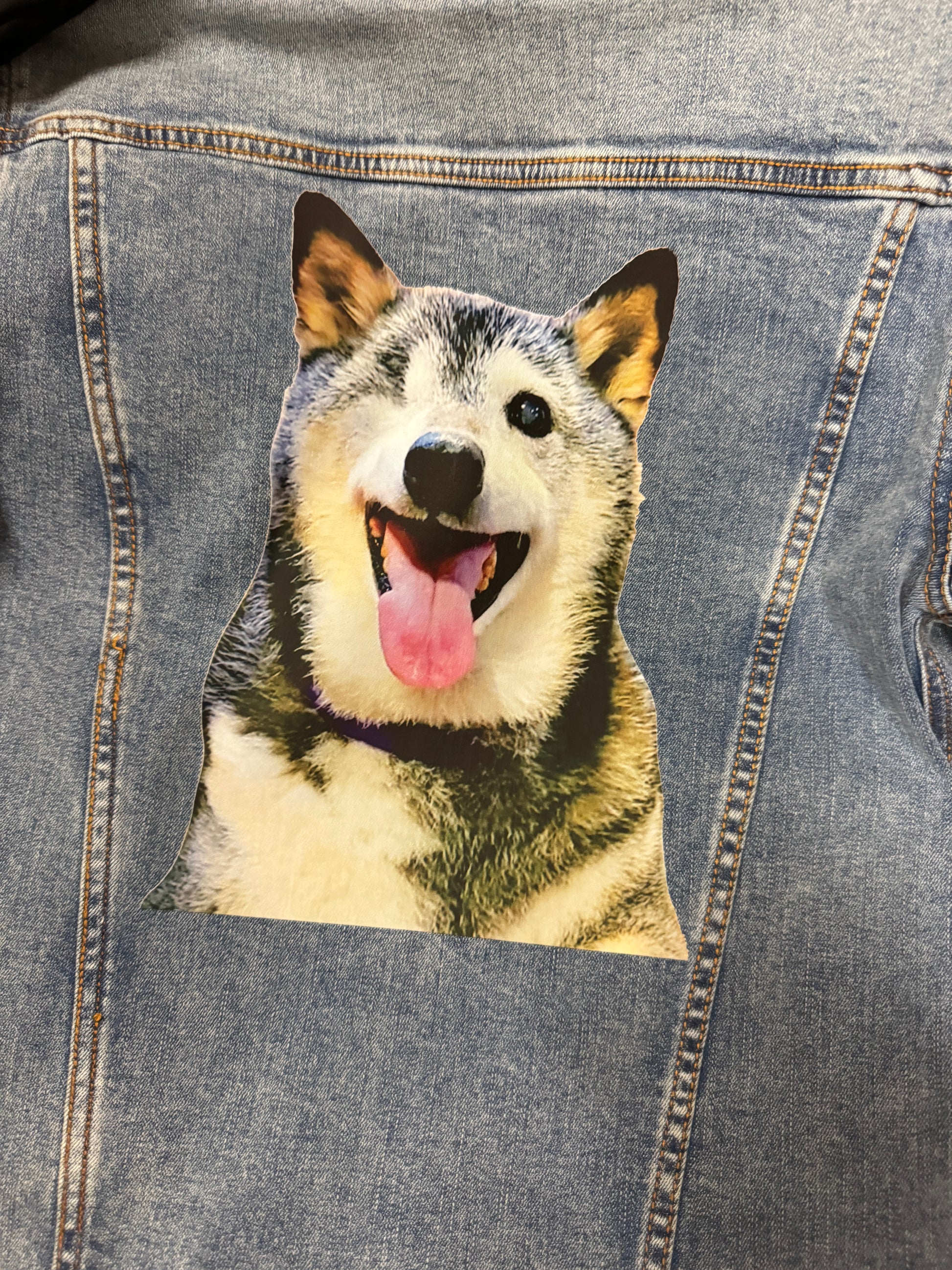 Your Dog Here | Custom Your Dog's Face | Uni - Sex Denim Jean Jacket - Puppies Make Me Happy