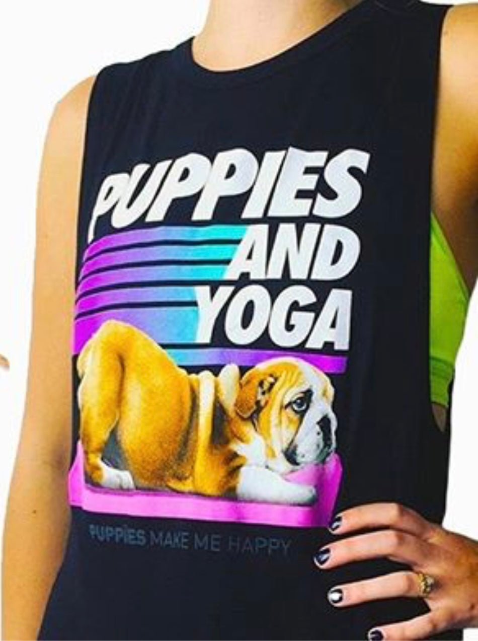 Puppies Yoga OG Sleeveless Top Custom Dog Tank Gift for Dog Moms