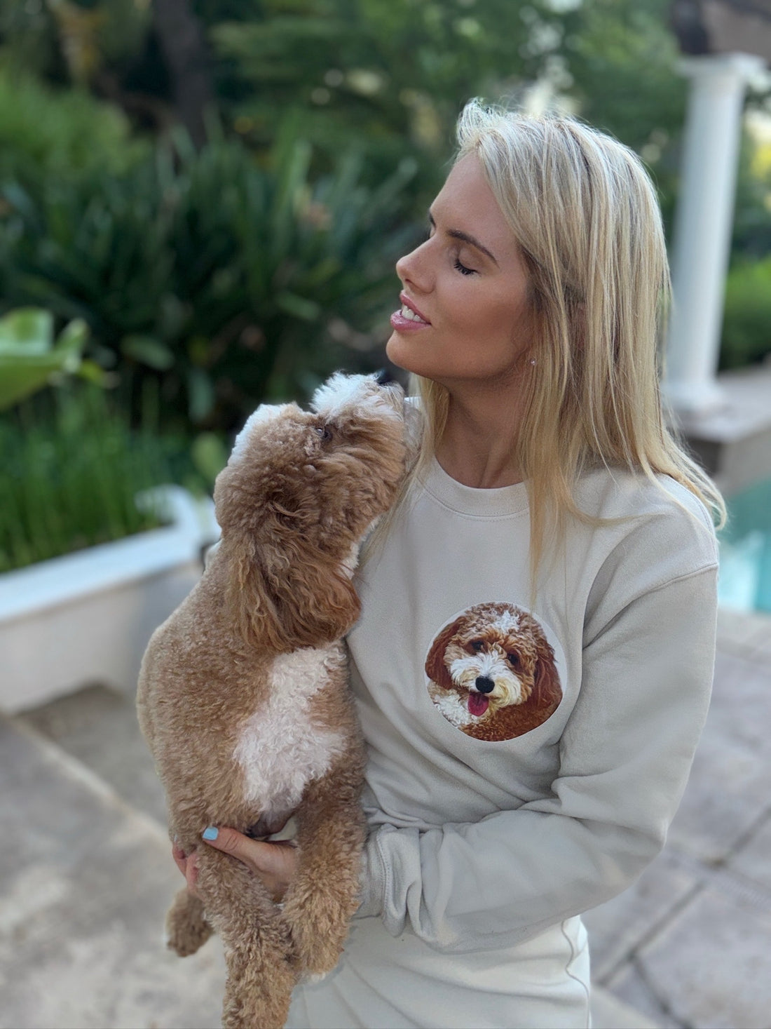 Custom Dog Photo Sweatshirt – Personalized Pet Portrait Over the Heart, Dog Lover Gift - Puppies Make Me Happy