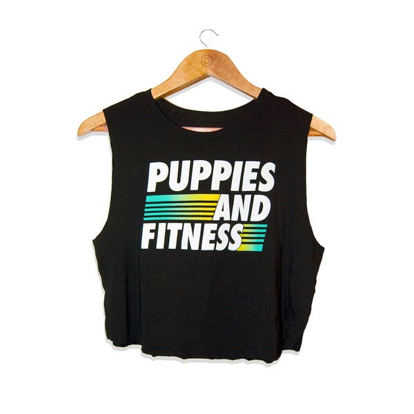 Puppies & Fitness Club Logo | Crop Top - Puppies Make Me Happy