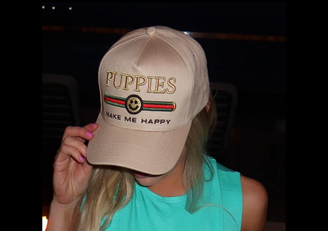 Pup Lux | 5 Panel Snapback | Tan - Puppies Make Me Happy