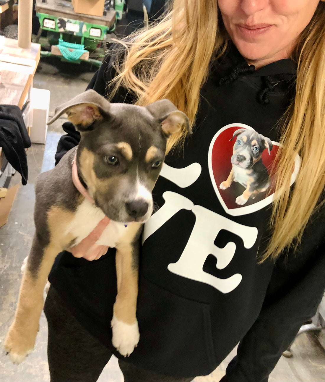 Your Dog Here - Big Love - Hooded Sweatshirt Custom for Dog Lovers - Puppies Make Me Happy