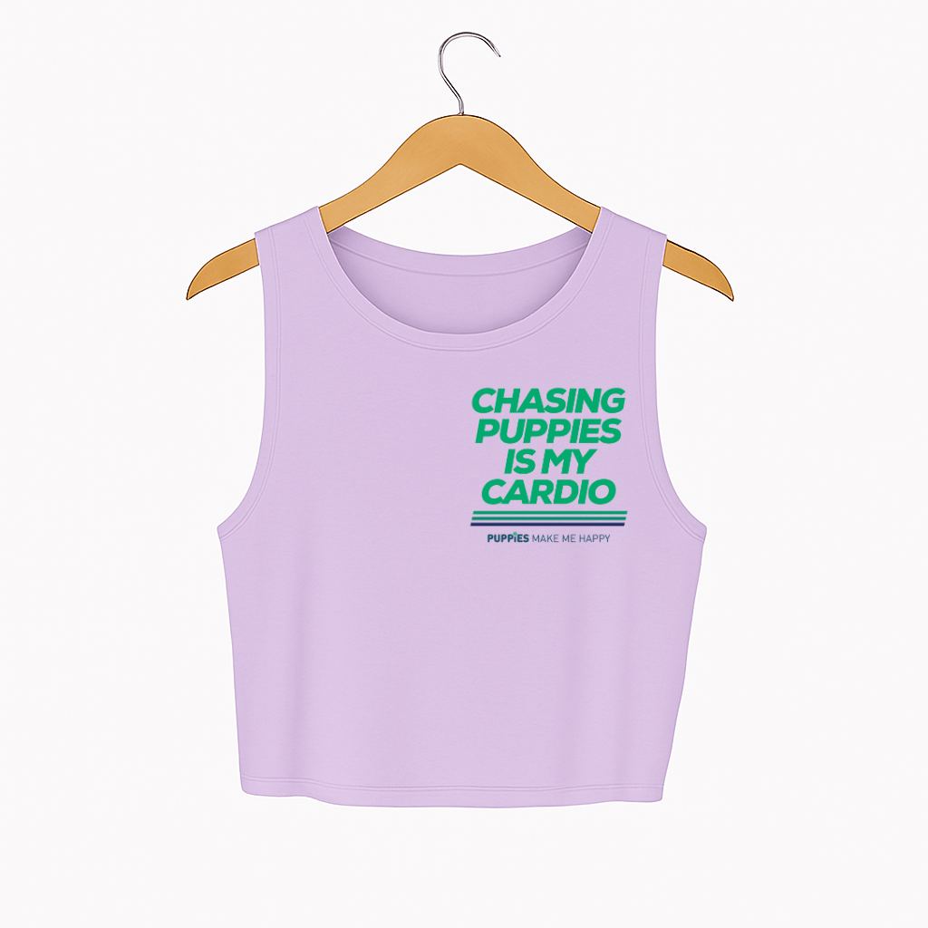 Chasing Puppies is My Cardio | Crop Tank | Green Font | Gift for Dog Mom - Puppies Make Me Happy