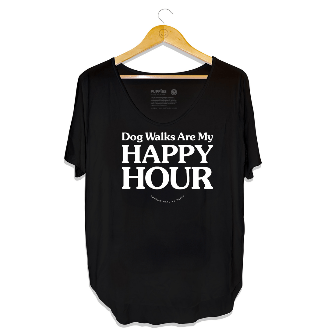 Dog Walks are my Happy Hour | Women's Scoop Neck Weekend Tee - Puppies Make Me Happy
