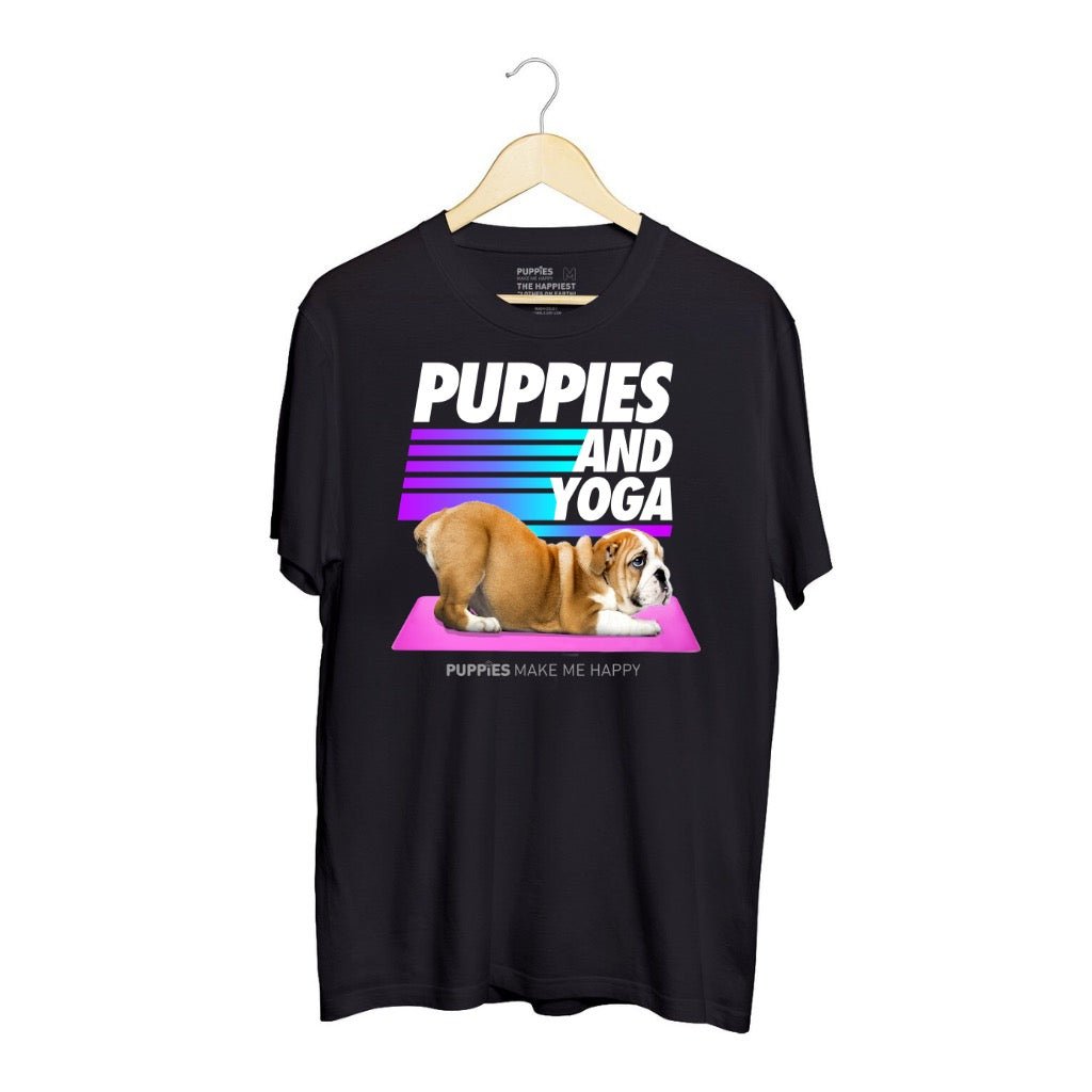 Puppies & Yoga Original | Uni - Sex Crewneck Tee - Puppies Make Me Happy