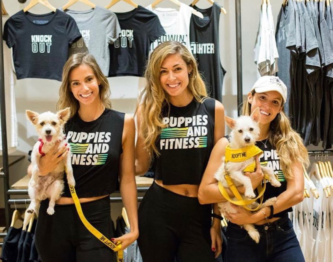 Puppies & Fitness Club Logo | Crop Top - Puppies Make Me Happy