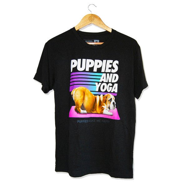 Puppies & Yoga Original | Uni - Sex Crewneck Tee - Puppies Make Me Happy