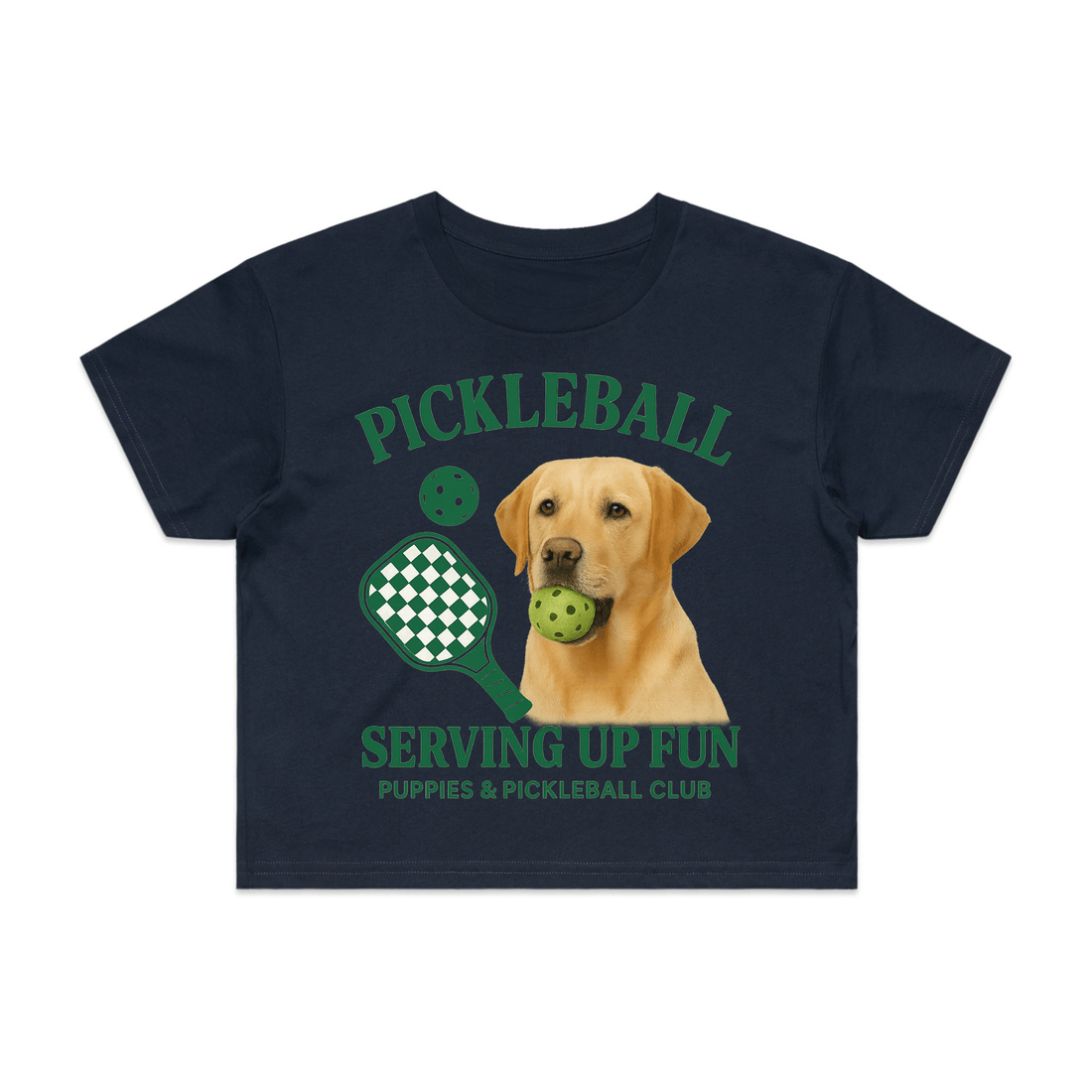 Pickleball Puppies Club | Relaxed Fit Soft Cotton Crop Tee - Puppies Make Me Happy