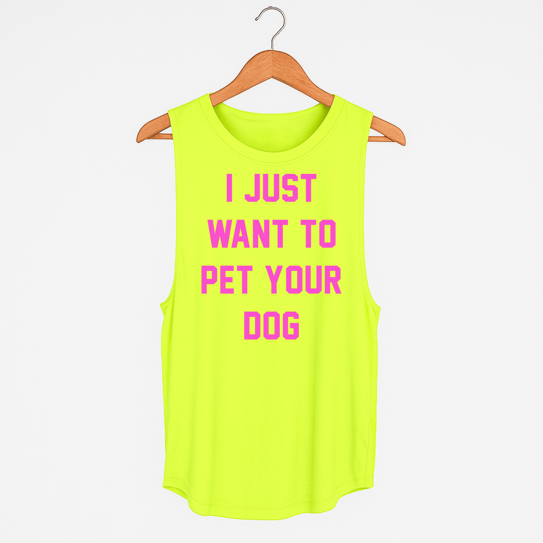 I Just Want to Pet Your Dog | Tennis Ball Neon Yellow | Women's Sleeveless | Made in the USA | For Dog Lovers - Puppies Make Me Happy