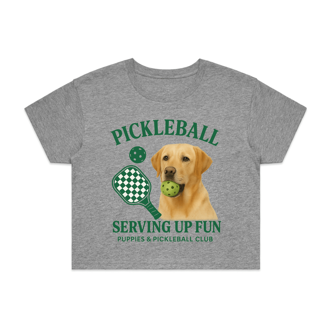 Pickleball Puppies Club | Relaxed Fit Soft Cotton Crop Tee - Puppies Make Me Happy