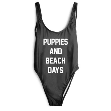 Puppies and Beach Days | One Piece Swimsuit | For Happy Dog Beach Lovers