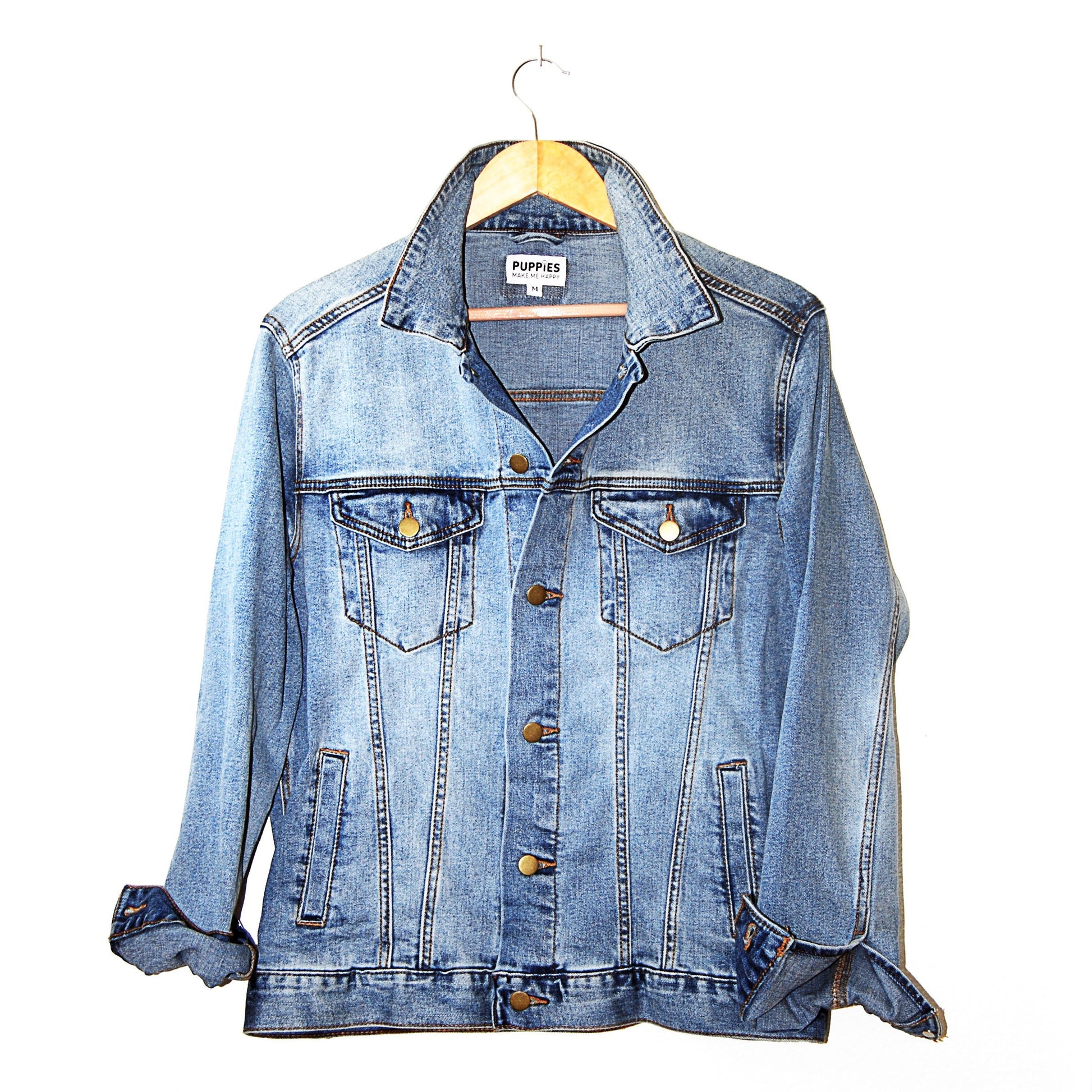 Your Dog Here | Custom Your Dog's Face | Uni - Sex Denim Jean Jacket - Puppies Make Me Happy