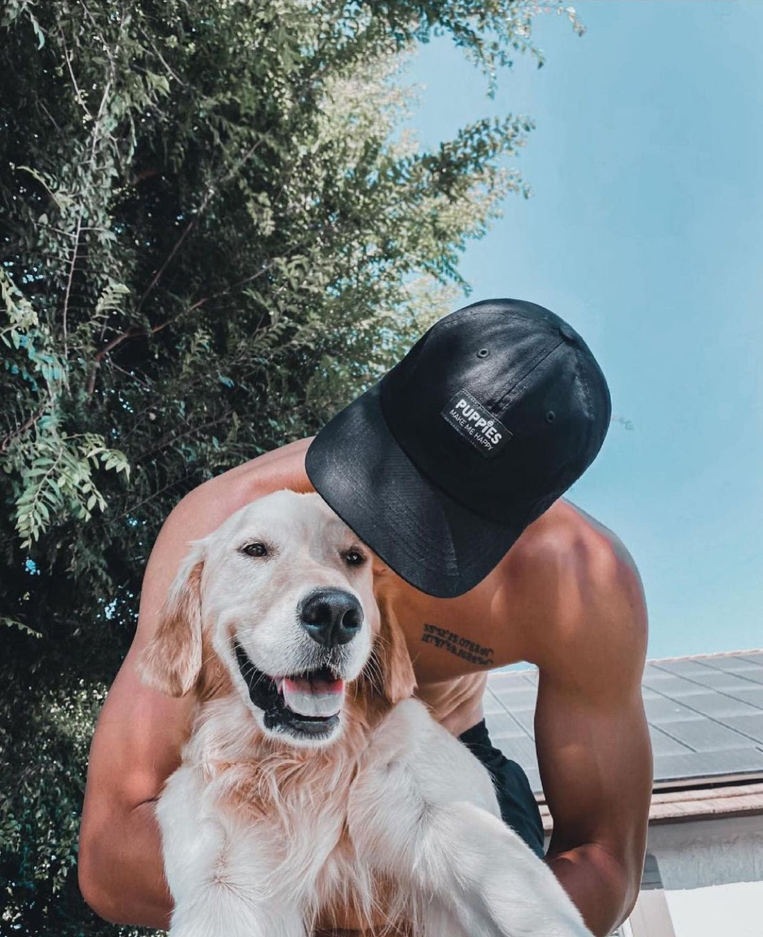 Black Label | Strapback Dad Hat - Puppies Make Me Happy