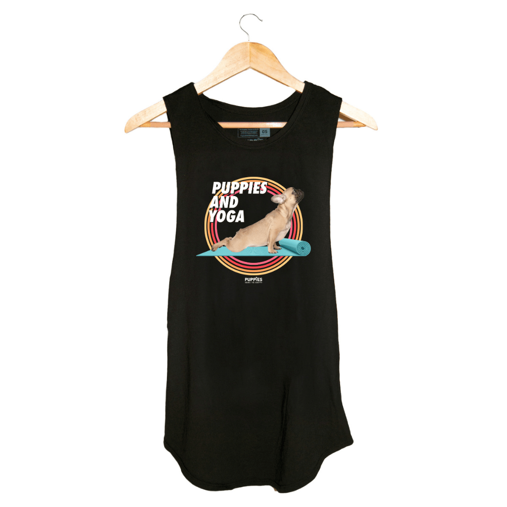 Puppies & Yoga Mat | Gift for Dog Lovers | Women’s Sleeveless Tank - Puppies Make Me Happy