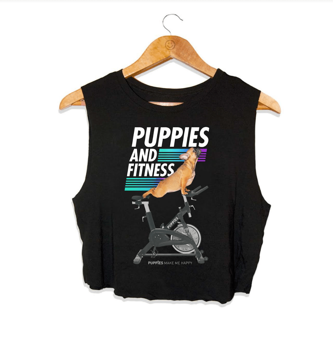 Puppies & Fitness Spin Bike Future Colors | Crop Top - Puppies Make Me Happy