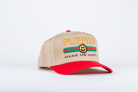 Pup Lux | 5 Panel Hat | Red & Khaki