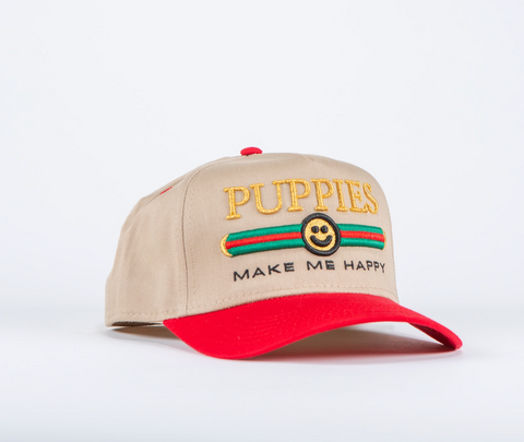 Pup Lux | 5 Panel Hat | Red & Khaki