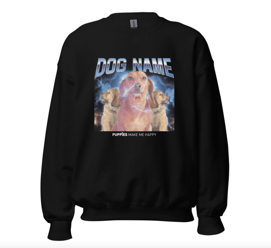 Custom Vintage Hip Hop Sweatshirt | Gift for Dog Lovers - Puppies Make Me Happy