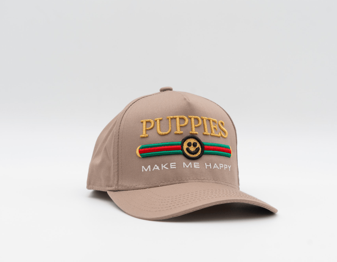 Pup Lux | 5 Panel Hat | Khaki - Puppies Make Me Happy