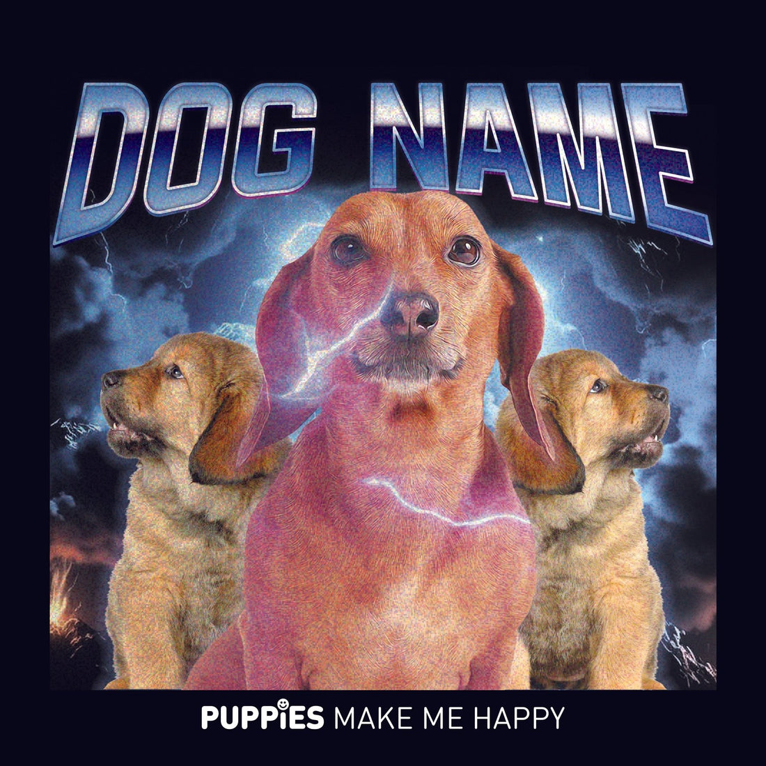 Your Dog Here - Vintage Hip Hop - Hoodie - Puppies Make Me Happy