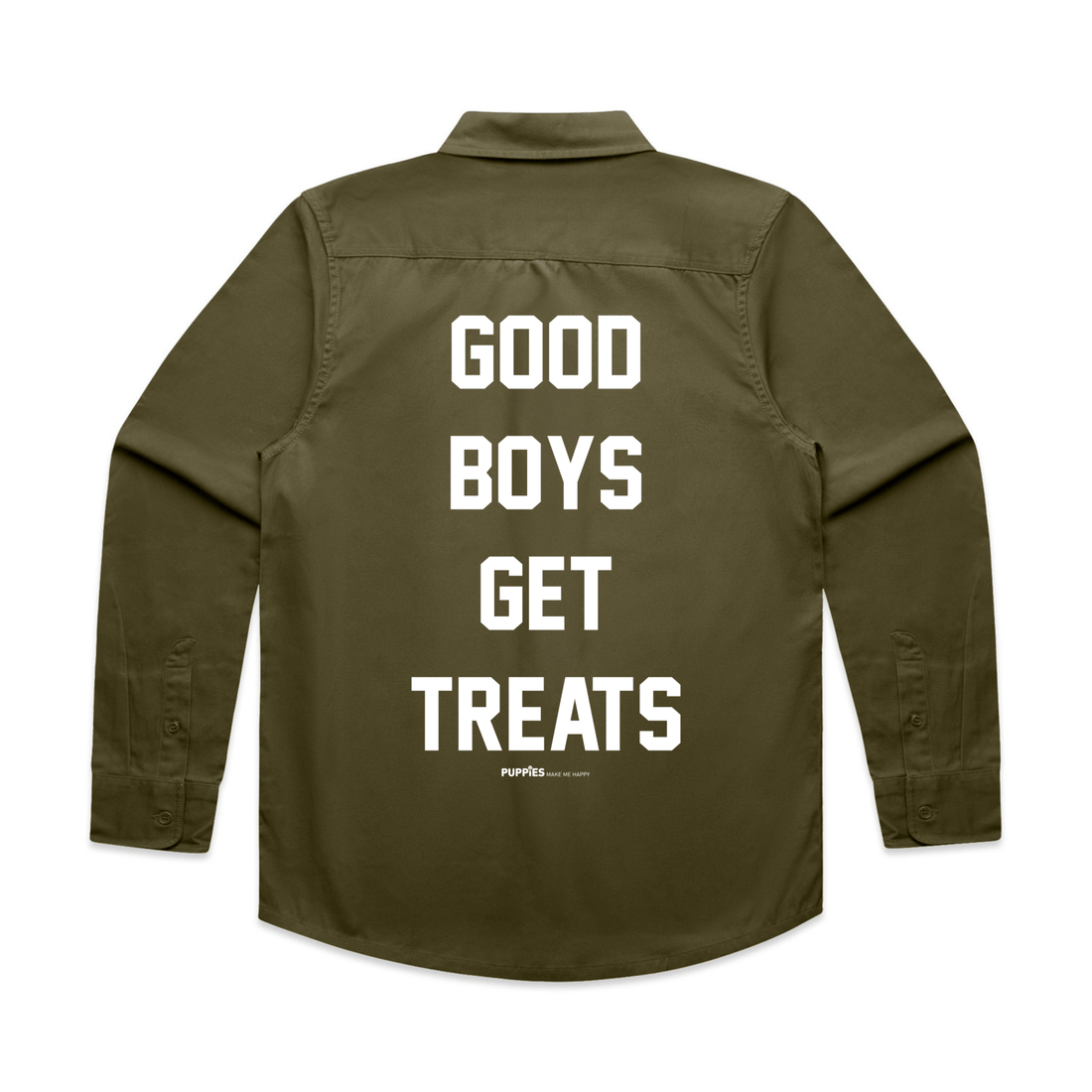 Good Boys Get Treats | Military Button Up Shirt - Puppies Make Me Happy