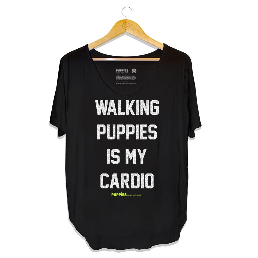Walking Puppies is My Cardio | Gift for Dog Moms | Scoop Neck Tee - Puppies Make Me Happy