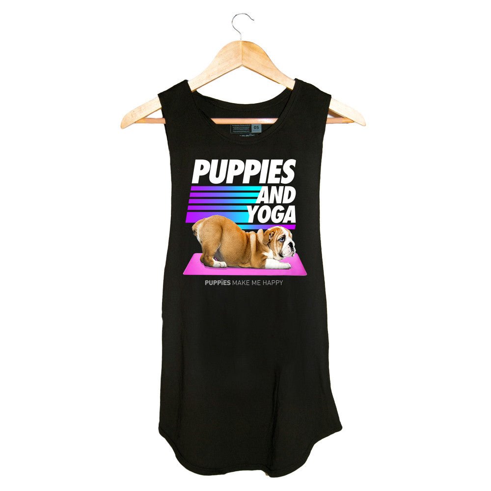 MISPRINT | Puppies & Yoga OG Version | Women’s Sleeveless - Puppies Make Me Happy