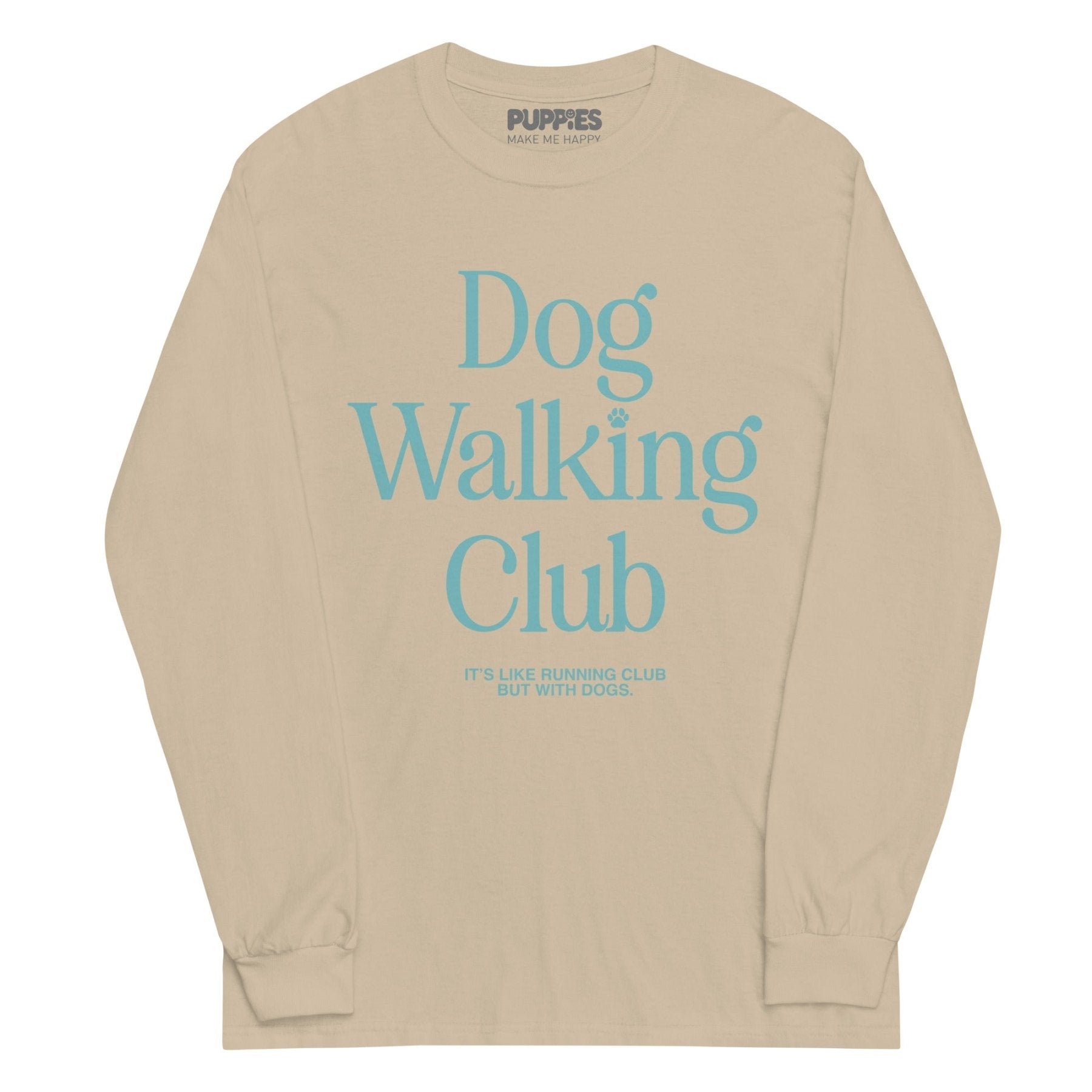 Dog Walking Club | Teal Logo| Men’s Long Sleeve Shirt - Puppies Make Me Happy