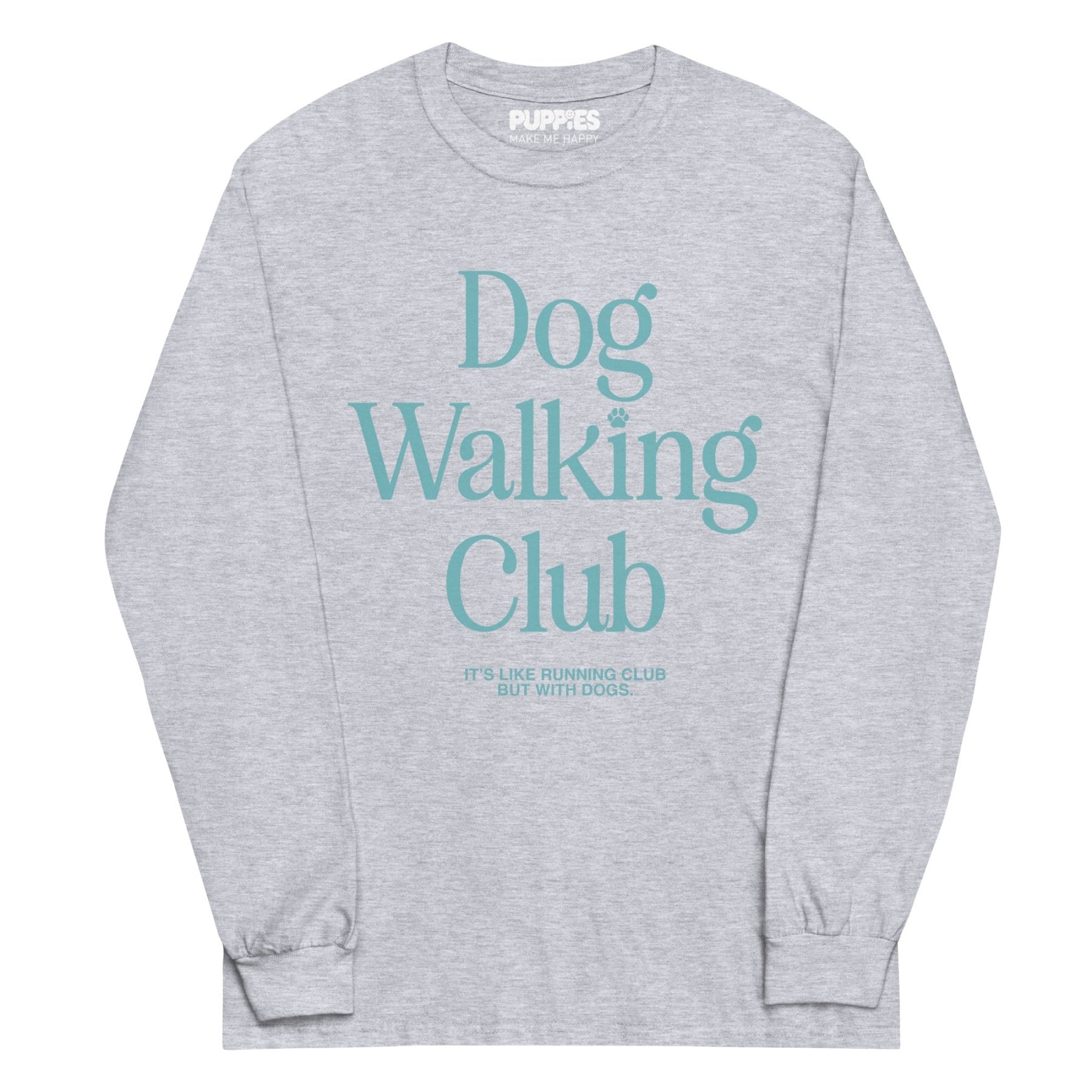 Dog Walking Club | Teal Logo| Men’s Long Sleeve Shirt - Puppies Make Me Happy
