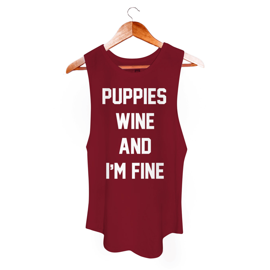 Puppies Wine & I'm Fine Tank | Gift for Dog Moms | Wine Lover Apparel - Puppies Make Me Happy