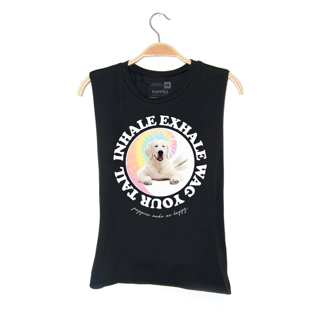 Inhale, Exhale, Wag Your Tail | Soft Cotton Uni - Sex Tank - Puppies Make Me Happy