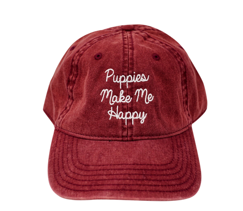 Love Letter | Distressed Strapback Hat - Puppies Make Me Happy