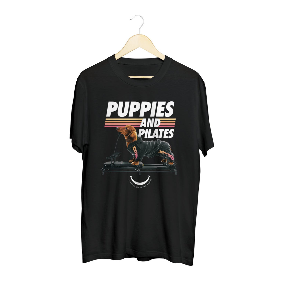 Puppies & Pilates | 20's Recolor - Soft Cotton Uni - Sex Tee - Puppies Make Me Happy