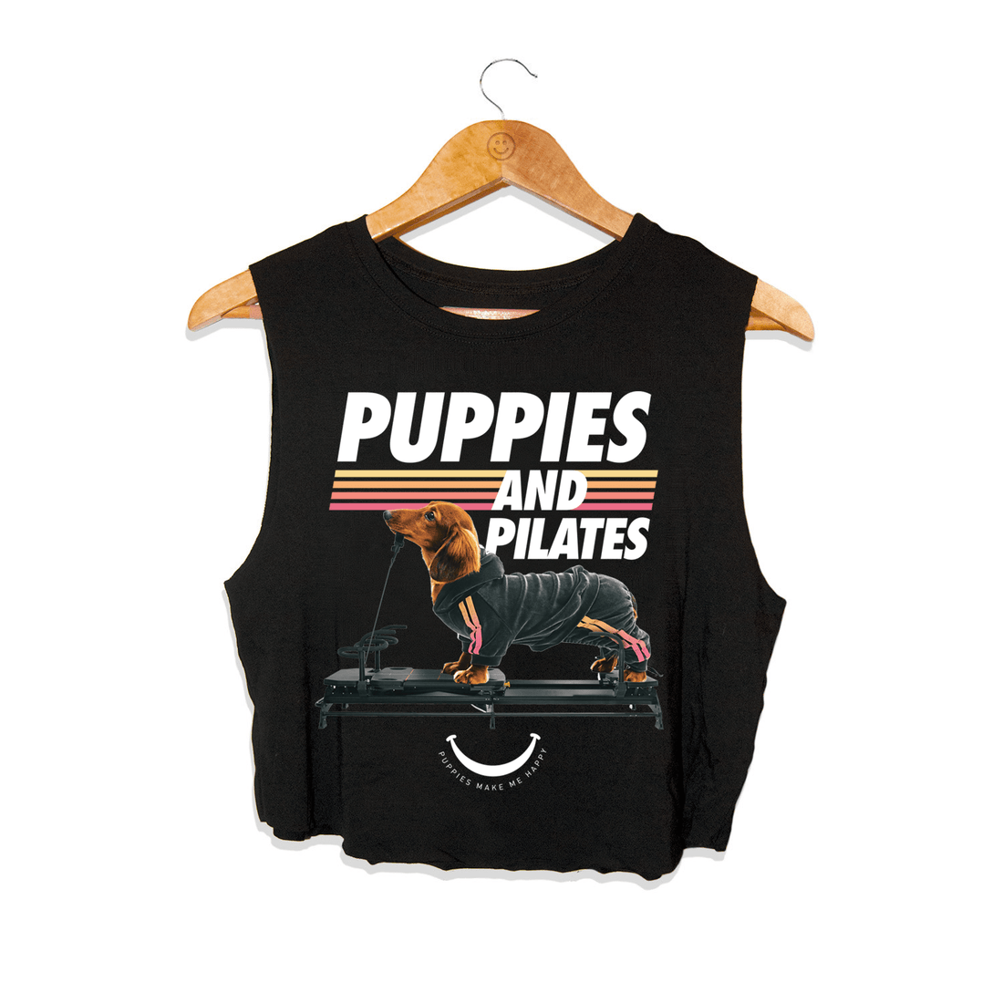 Puppies & Pilates Crop Top | Gift for Dog Moms & Yoga Lovers - Puppies Make Me Happy