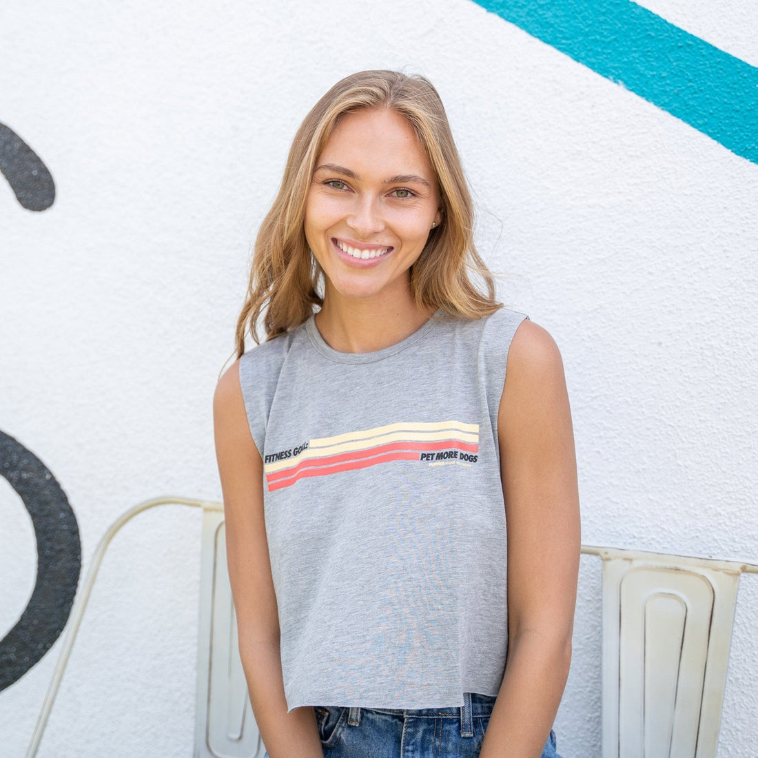 Puppies Fitness Stripes | Crop Top - Puppies Make Me Happy