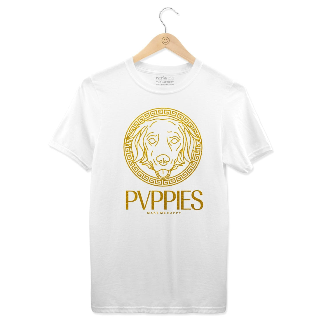 Verdoggie | Gold Foil Uni - Sex Crewneck Tee - Puppies Make Me Happy