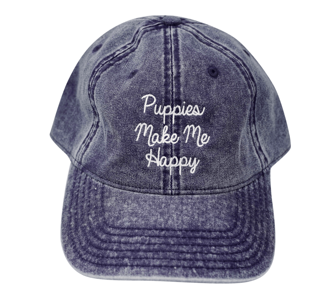 Love Letter | Distressed Strapback Hat - Puppies Make Me Happy