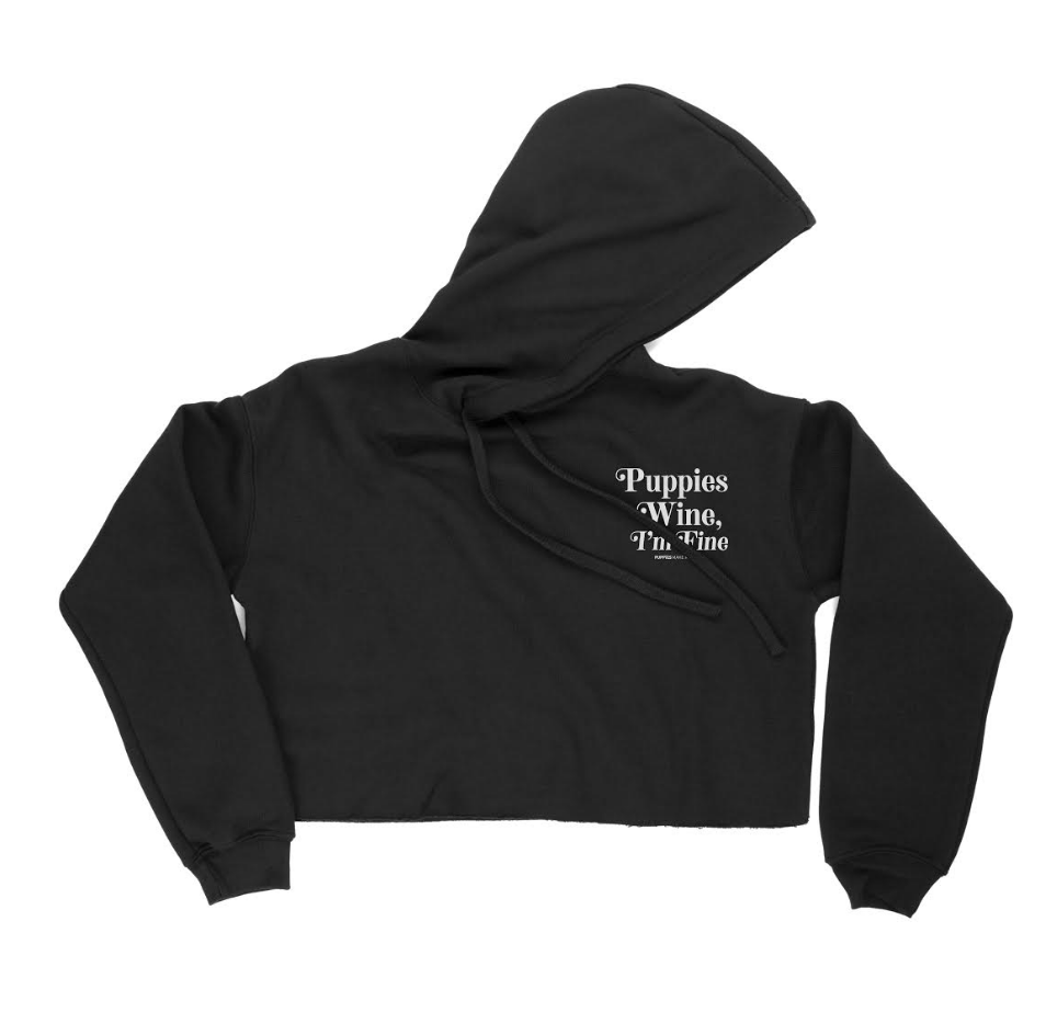 Puppies & Wine 2.0 | Crop Hoodie - Puppies Make Me Happy